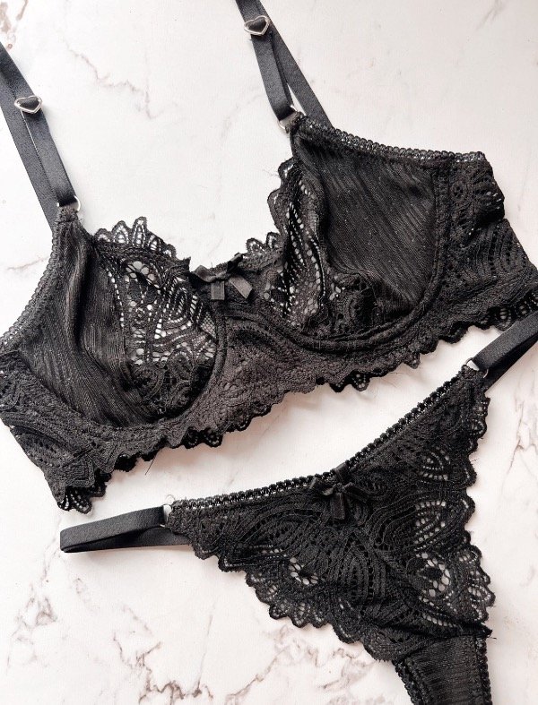 Conjunto Julia Negro Roma Lingerie