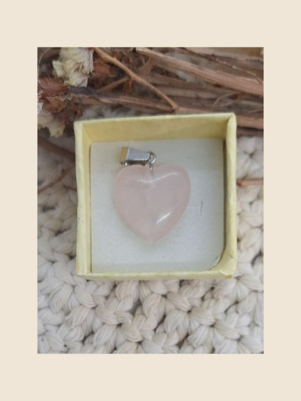 Producto - Dije corazón cuarzo rosa