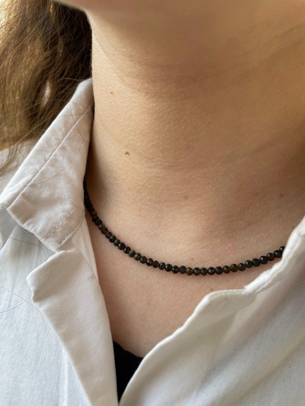 Producto - Collar facetado obsidiana