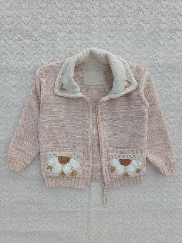 Producto - CAMPERA DE NIÑA SALMON CUELLO CAMISA BLANCO