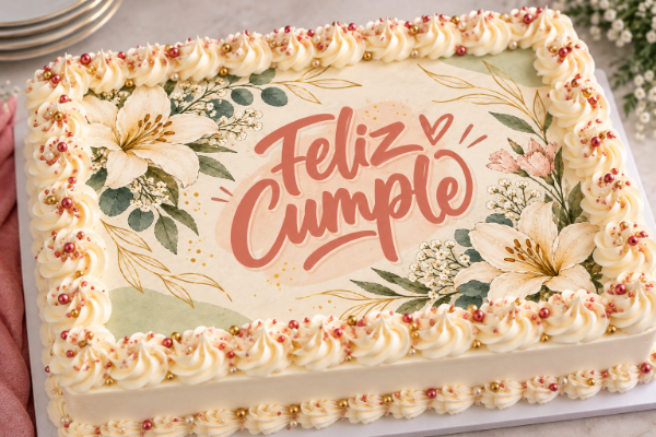 Producto - LAMINA FELIZ CUMPLE FLORES RECTANGULAR 6 - 0