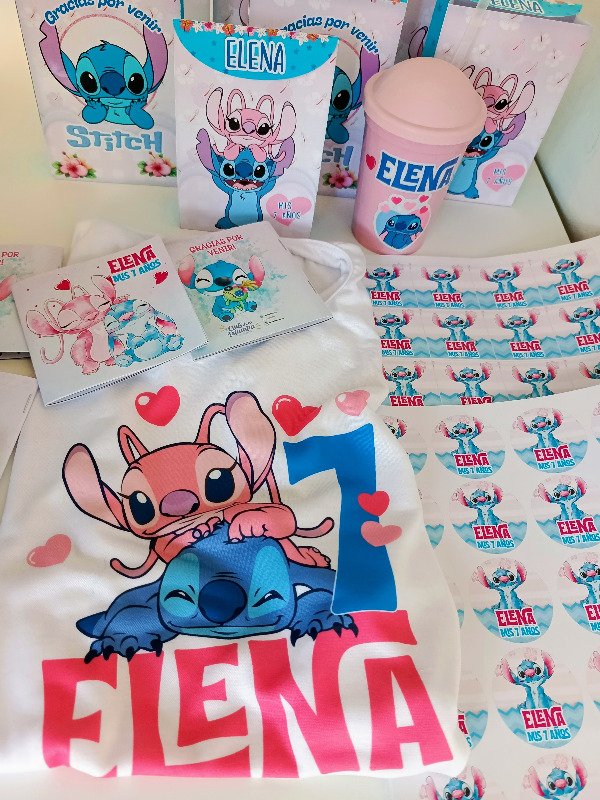 Producto - Combo/Kit de Cumpleaños Personalizado Stitch y Angela