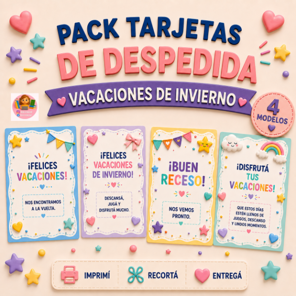 Producto - "PACK TARJETAS DE DESPEDIDA VACACIONES DE INVIERNO"