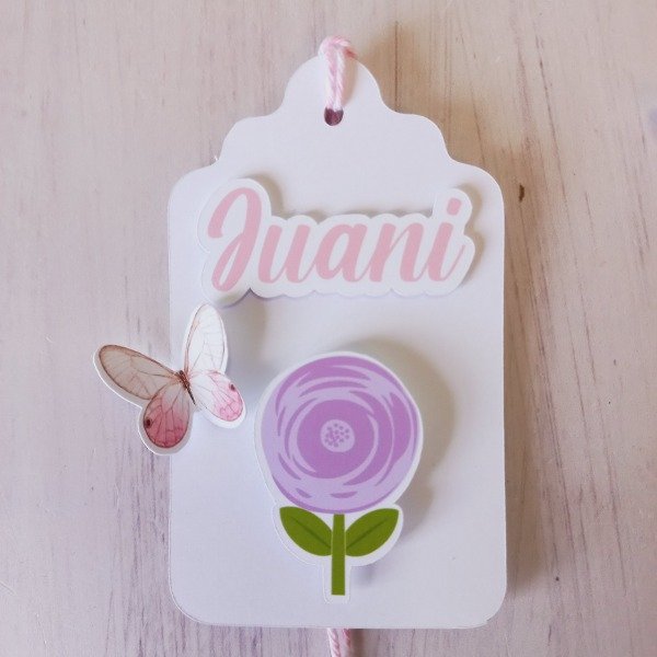 Producto - Tag 3D MARIPOSAS Y FLORES x 10 unid - 1