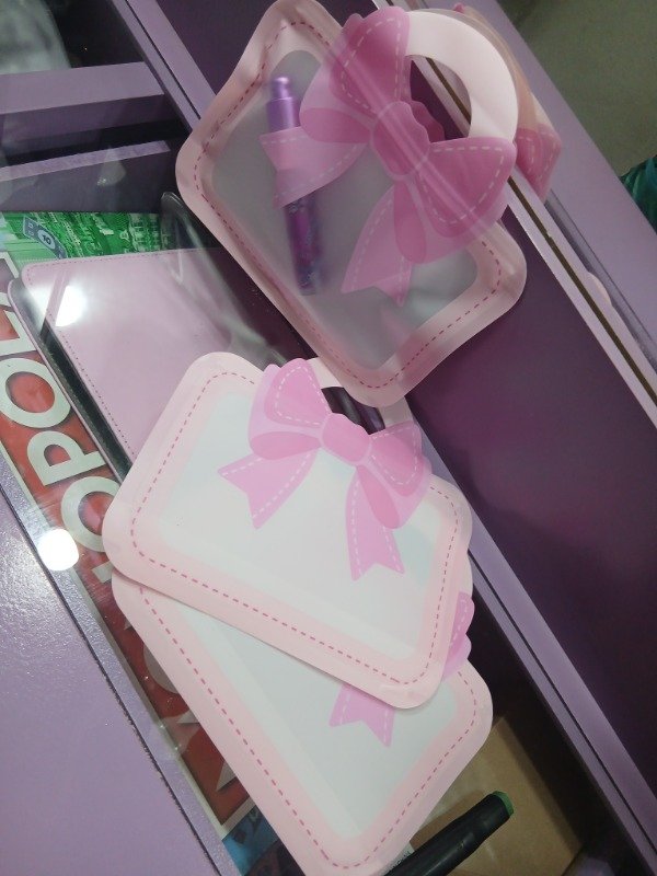 Producto - Bolsa x10u kawai moño rosa 19x20cm