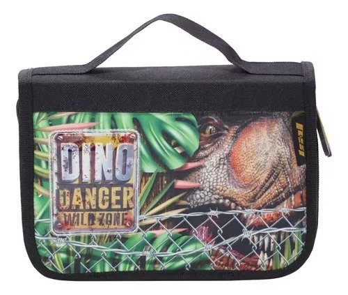 Producto - CARTUCHERA DESPLEGABLE CON ABROJO -  LSYD - DINO DANGER
