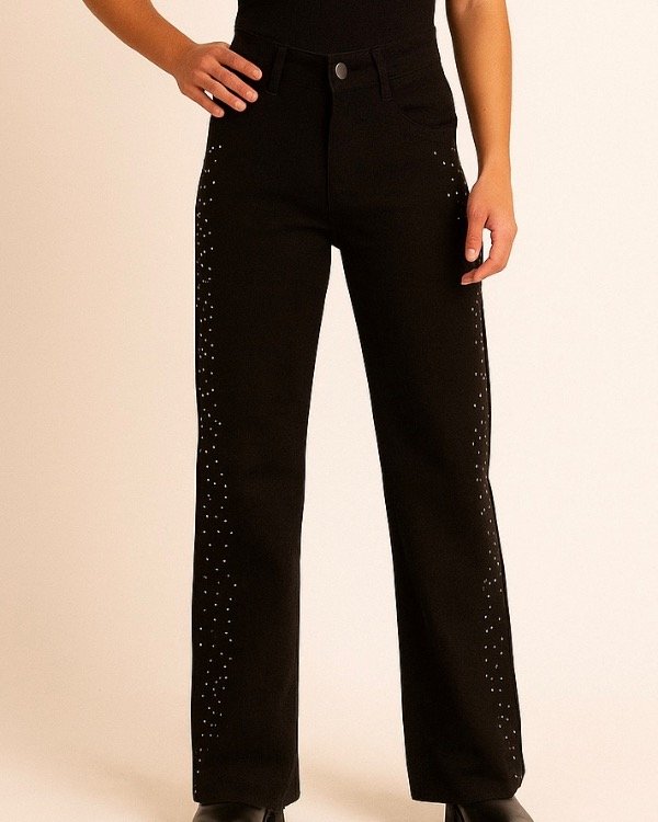 Producto - Jean Wide leg Strass- negro