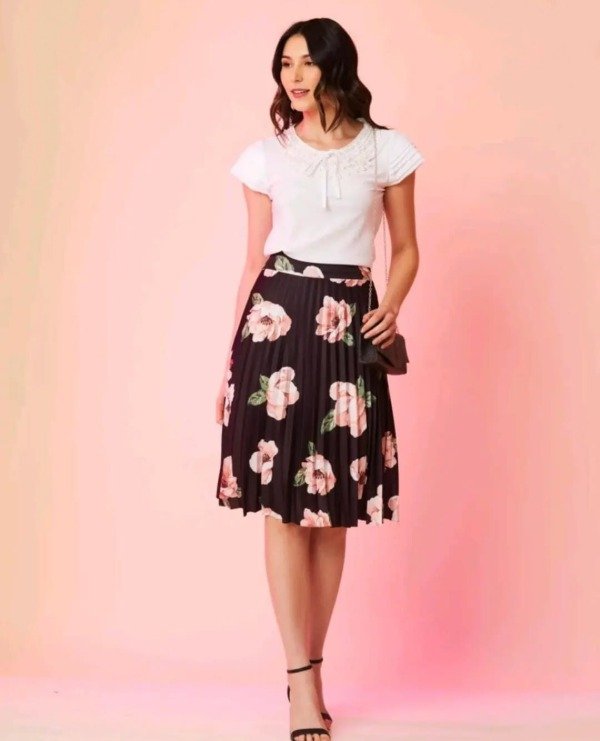 Producto - Pollera importada plisada ESTAMPADA (Art. 263) Talle L