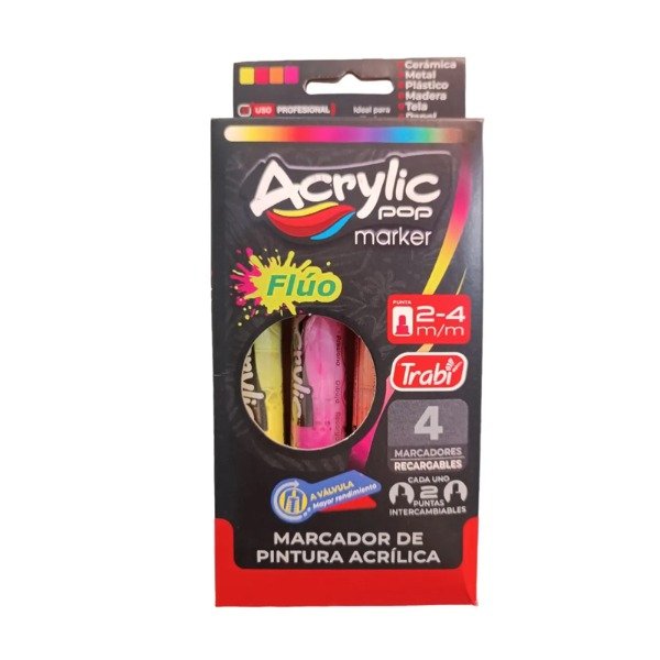 Producto - Marcador Acrílico Fluo x 4 Unid.
