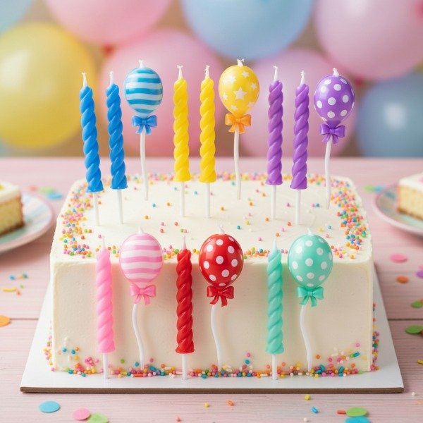 Producto - Set Decorativo para Tortas Velas + Vela Globo en Blister EB.