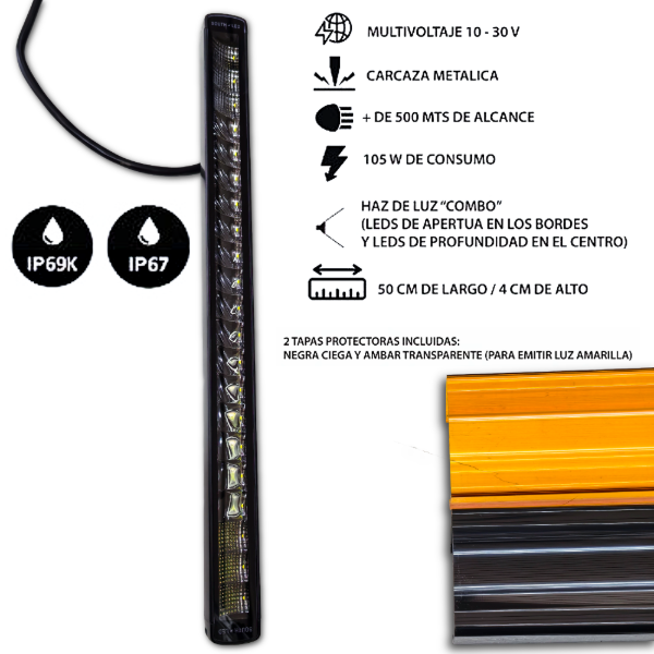 Producto - BARRA LED BLANCO CON APLIQUE AMBAR CHIP OSRAM 50CM PREMIUM - 1