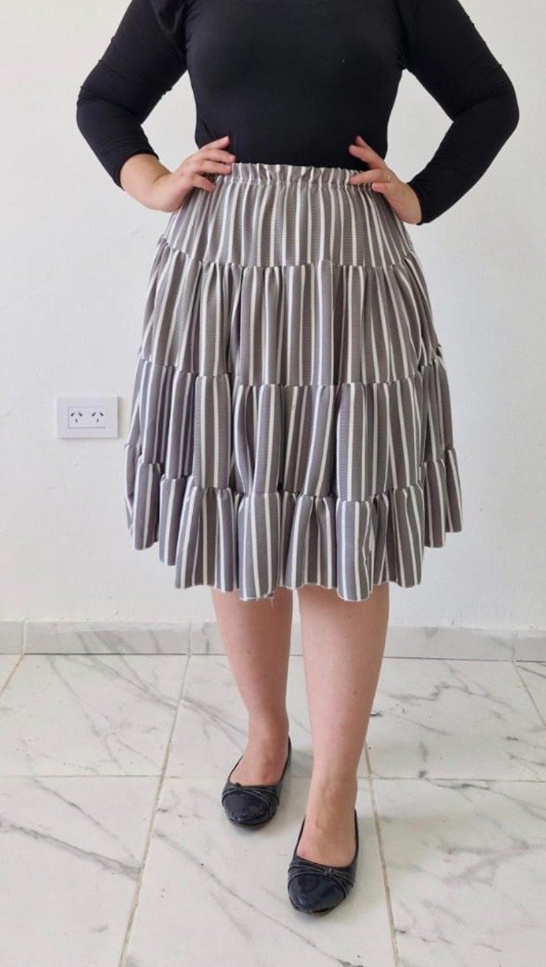 Producto - Falda acampanad rayas (En gris y azul)(Talle S a Xxl)