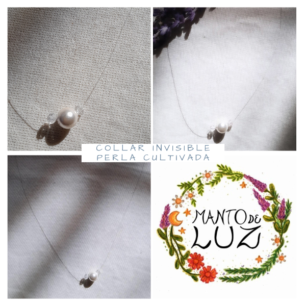 Producto - Collar invisible con perla natural y plata 925 - 1