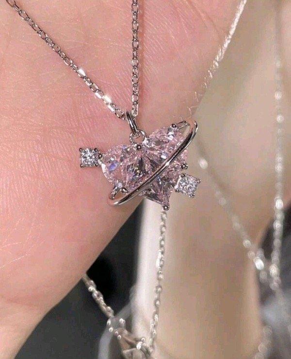 Producto - Collar Pink Saturn Baby- Cobre galvanizado en plata