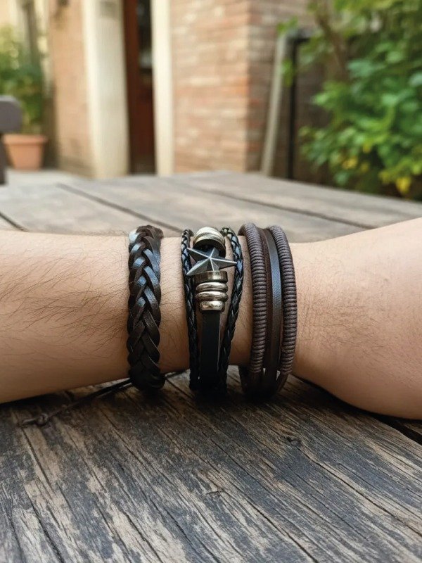 Producto - Combo de 3 Pulseras Vintage para hombre Modelo 1