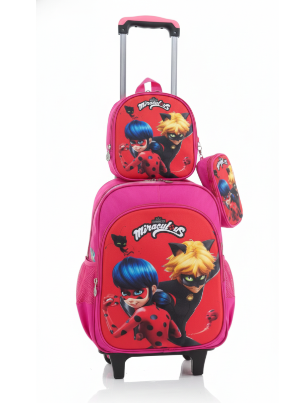Producto - Miraculous Combo Mochila + Cartuchera + Lonchera + Carrito
