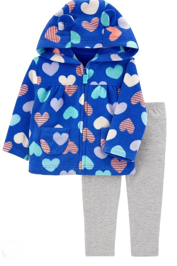Producto - Campera algodón micropolar corazones + pantalón algodón