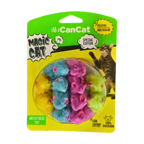Producto - CANCAT Pelotitas Multicolor Plush con Catnip x 12 1535