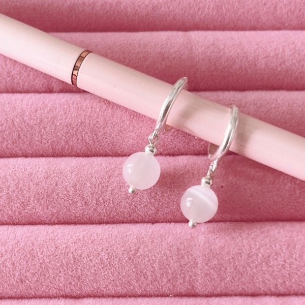 Producto - Aros Ojo de Tigre Blancos Plata 900