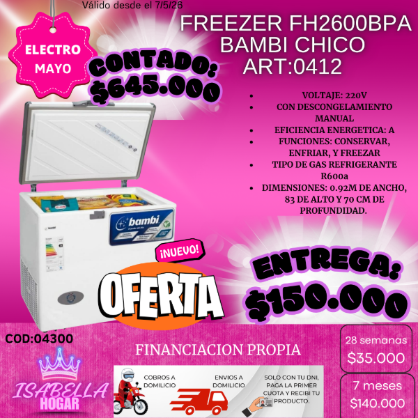 Producto - FREEZER FH2600BPA BAMBI CHICO