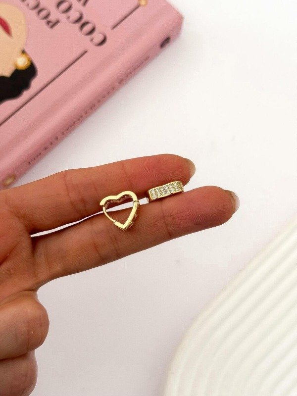 Producto - Argolla Gold Mini Heart Strass