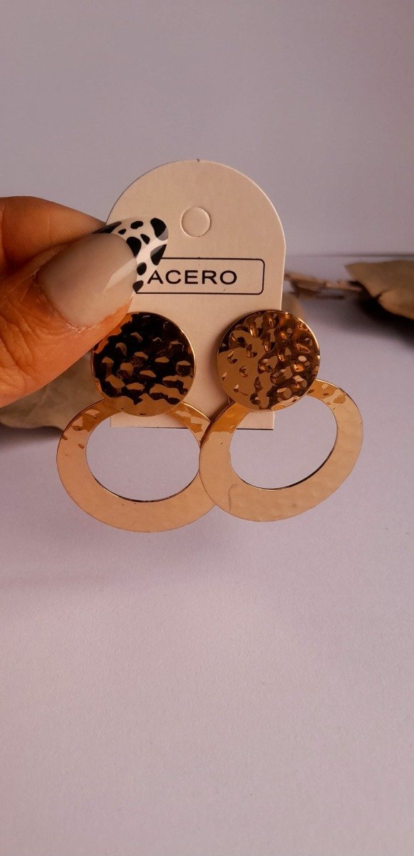 Producto - Aros acero dorado pasantes chapa círculos