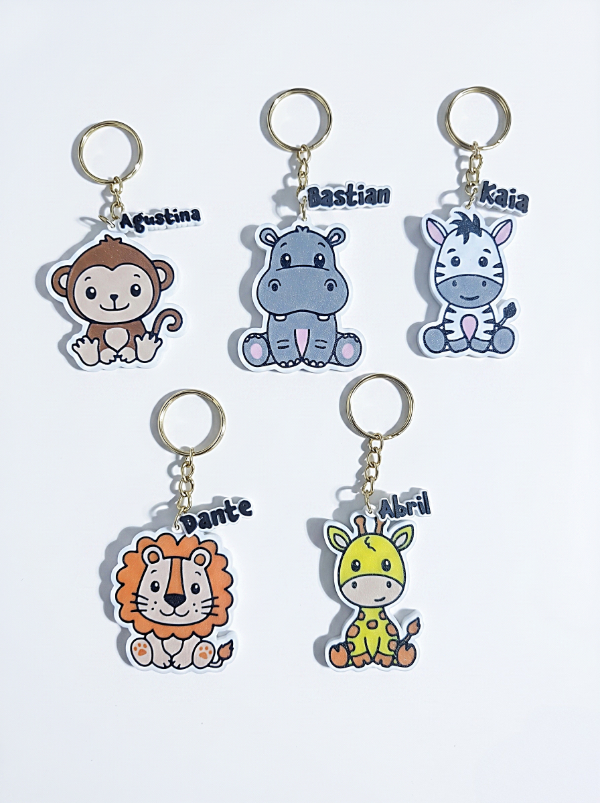 Producto - Llaveros Safari con nombre x 20 unidades