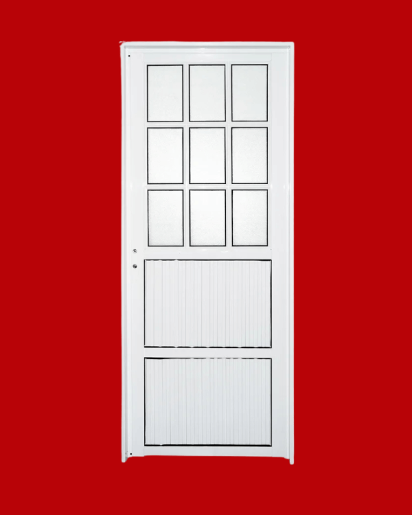 Producto - Puerta Aluminio Acanalado 25mm 1/2 Vidrio