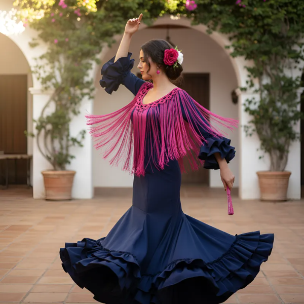 Producto - Flecos Circulares para Escote Fucsia PRE VENTA