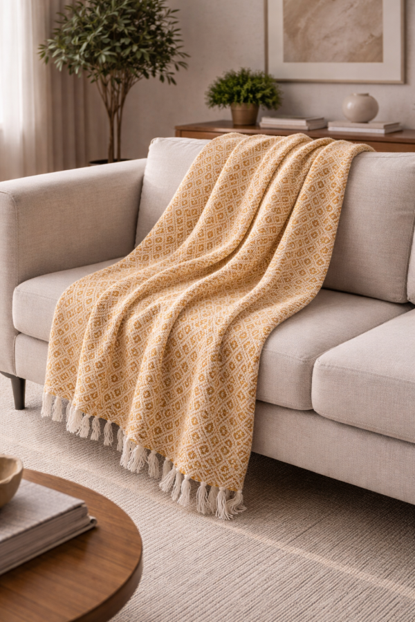 Producto - Manta de algodón con flecos 125 x 150