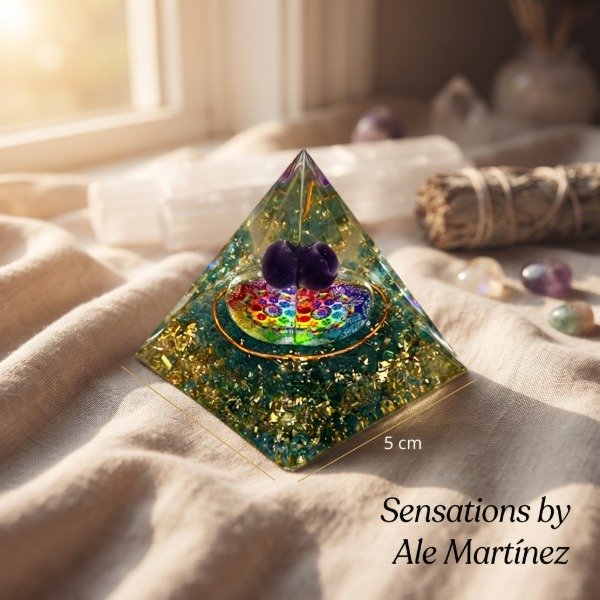 Producto - Pirámide Armonizador Energético  Mandala 7 Chakras y Amatista - 1