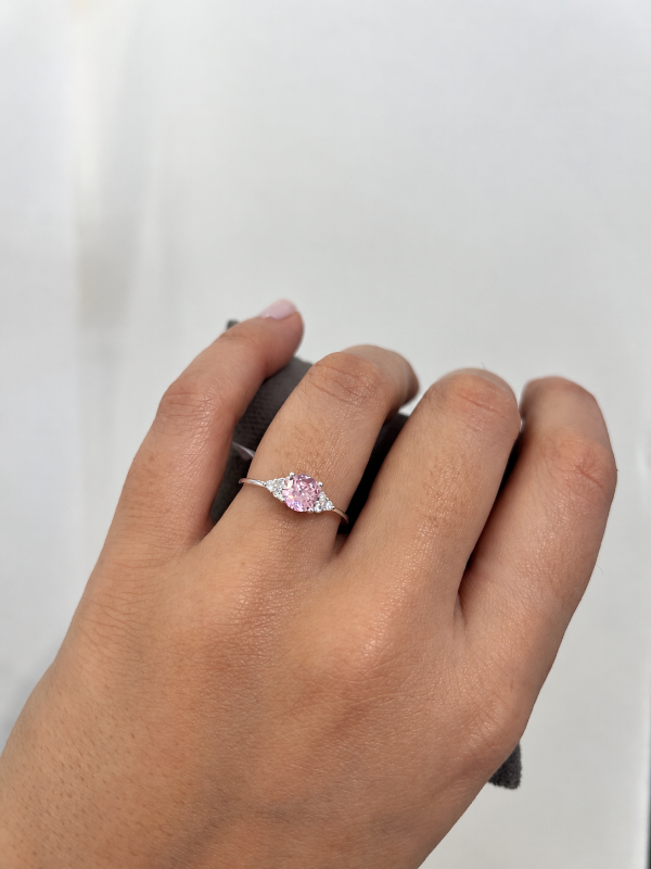 Producto - Anillo de plata 925 con strass y piedra rosa