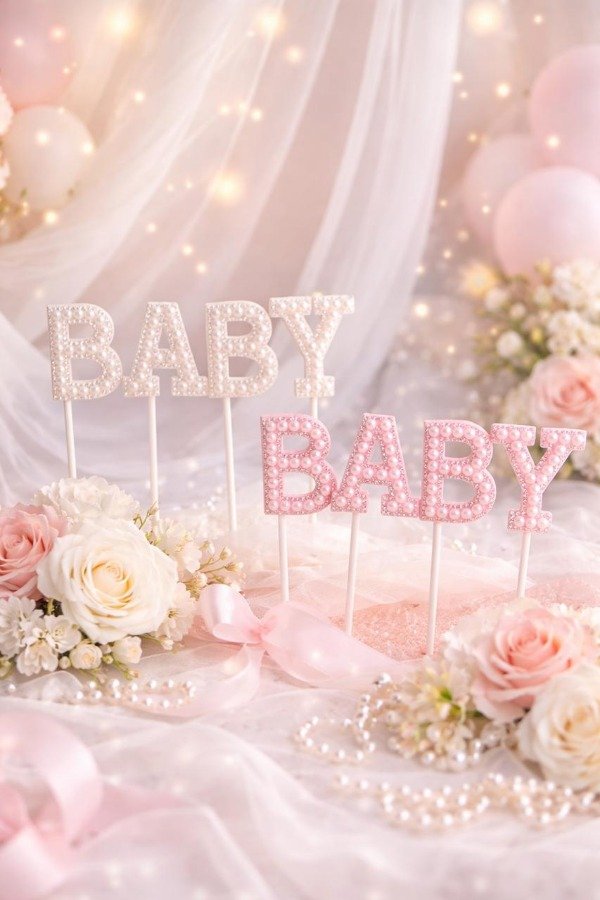 Producto - TOPPER "BABY PEARL" (PLATA O ROSA)