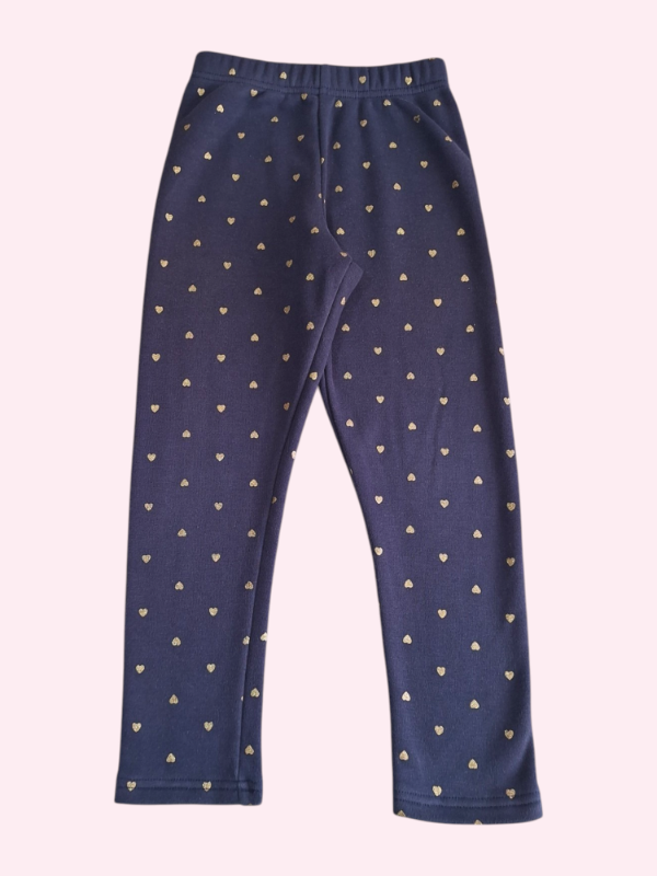 Producto - Calza frizada azul oscuro con corazones dorados Carters 7 años