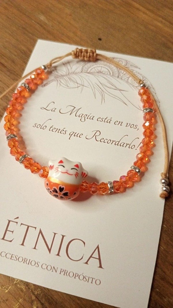 Producto - Tobipulsera Maneki Neko - naranja