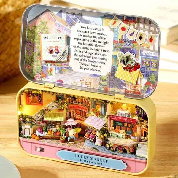 Producto - Cajita de ensueño DIY.  Miniatura para armar con muebles y luz LED - 2