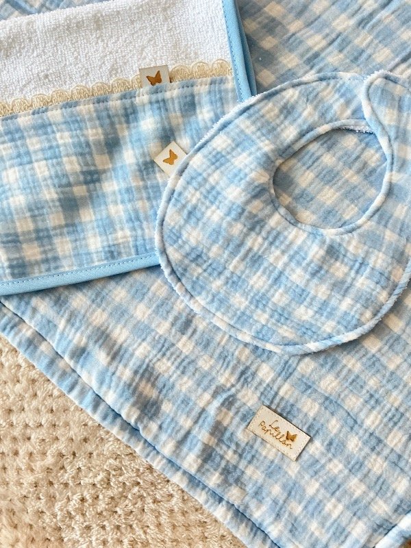 Producto - Box baby cotton celeste cuadrille