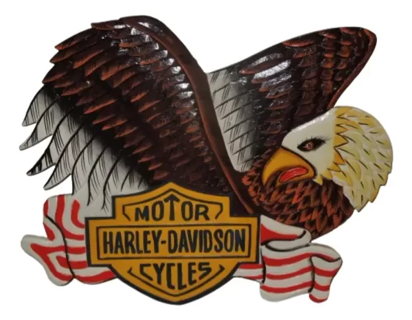 Producto - Harley Davidson Cuadro De Madera En Relieve 47 X 39 Cm