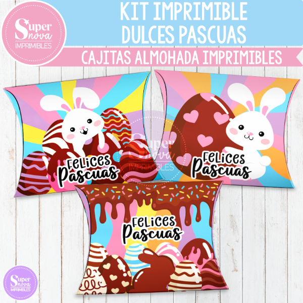 Producto - KIT IMPRIMIBLE DULCES PASCUAS CAJITAS ALMOHADA