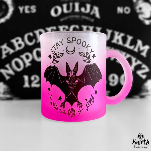 Producto - (LIQUIDACIÓN) Taza de vidrio rosa - Spooky