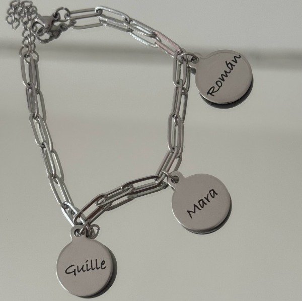 Producto - PULSERA ACERO LINK CON TRES MEDALLAS 16MM