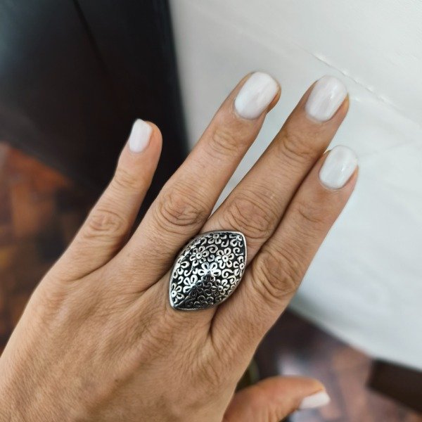 Producto - Anillo rombo flores (#482)