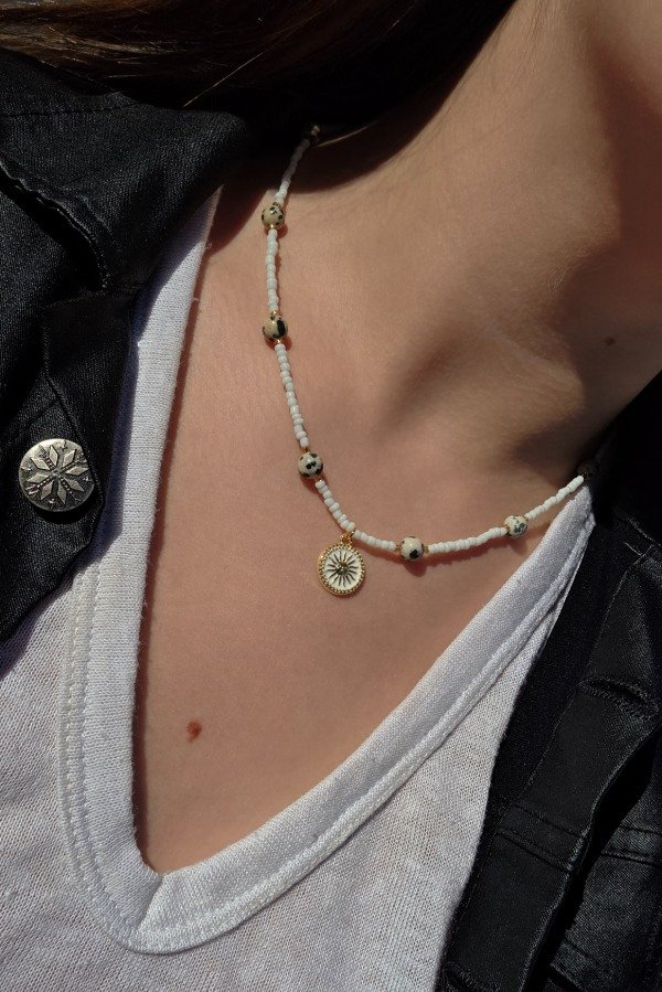 Producto - Collar Jaspe Dalmata y White Beads - 3