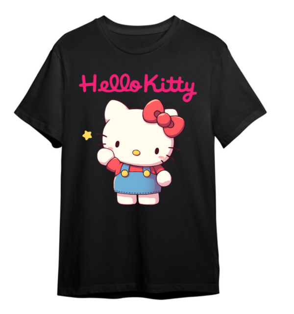 Producto - Remera Algodón Hello Kitty Estrella Negra y Blanca