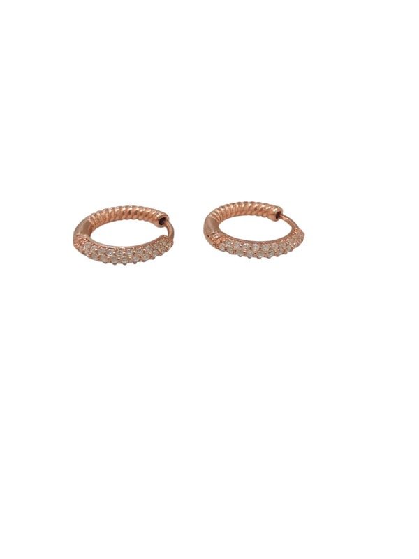 Producto - Aros Argollas Plata 925 RoseFacetados y Cubic