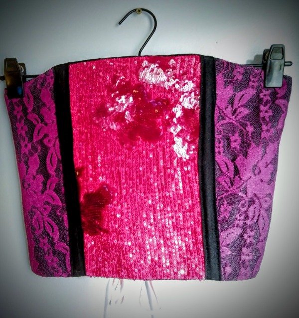 Producto - Corset en paillet de lentejuelas y encaje, Talle S (38/40)