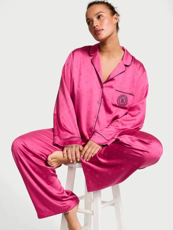 Producto - Glazed Satin Long Pijamas Set Luscious Rose talle XXL