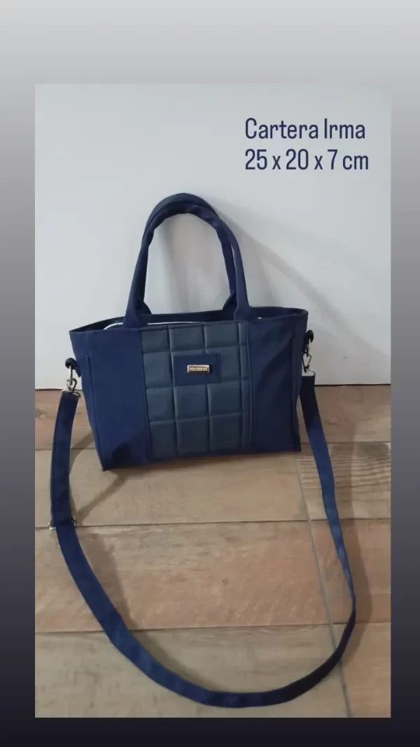 Producto - CARTERA IRMA AZUL CUADROS