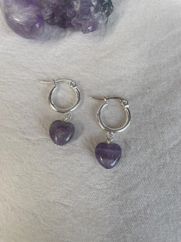 Producto - Aros acero blanco (amatista)