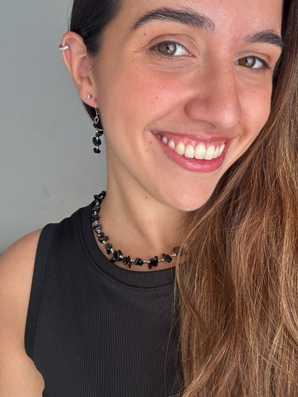 Producto - Aros Kiara Obsidiana